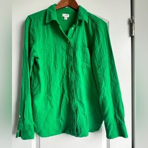 J.Crew Bright Green gauze Shirt